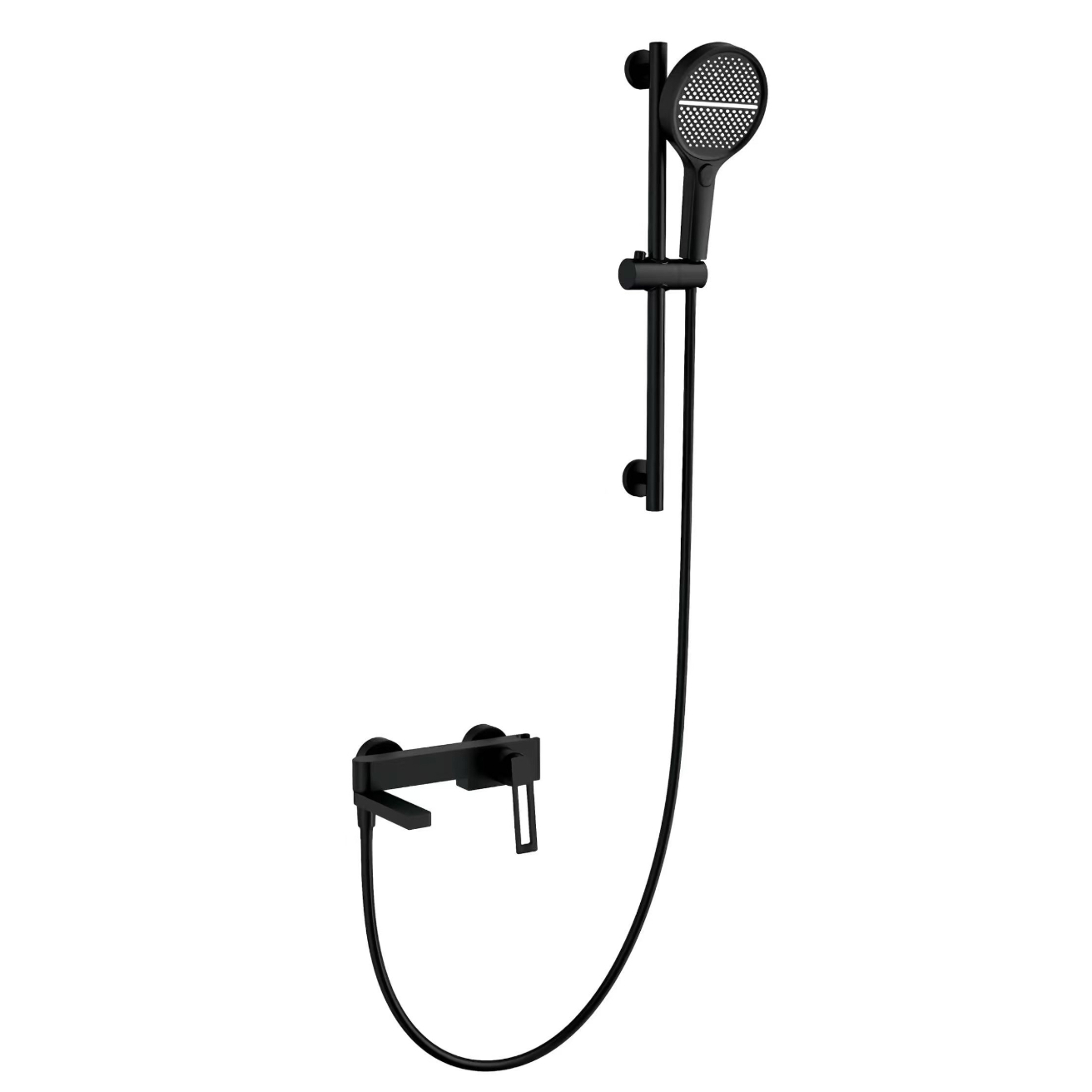 Black Minimalistesch Ronn Handheld Duschkop mat Héicht Upassung