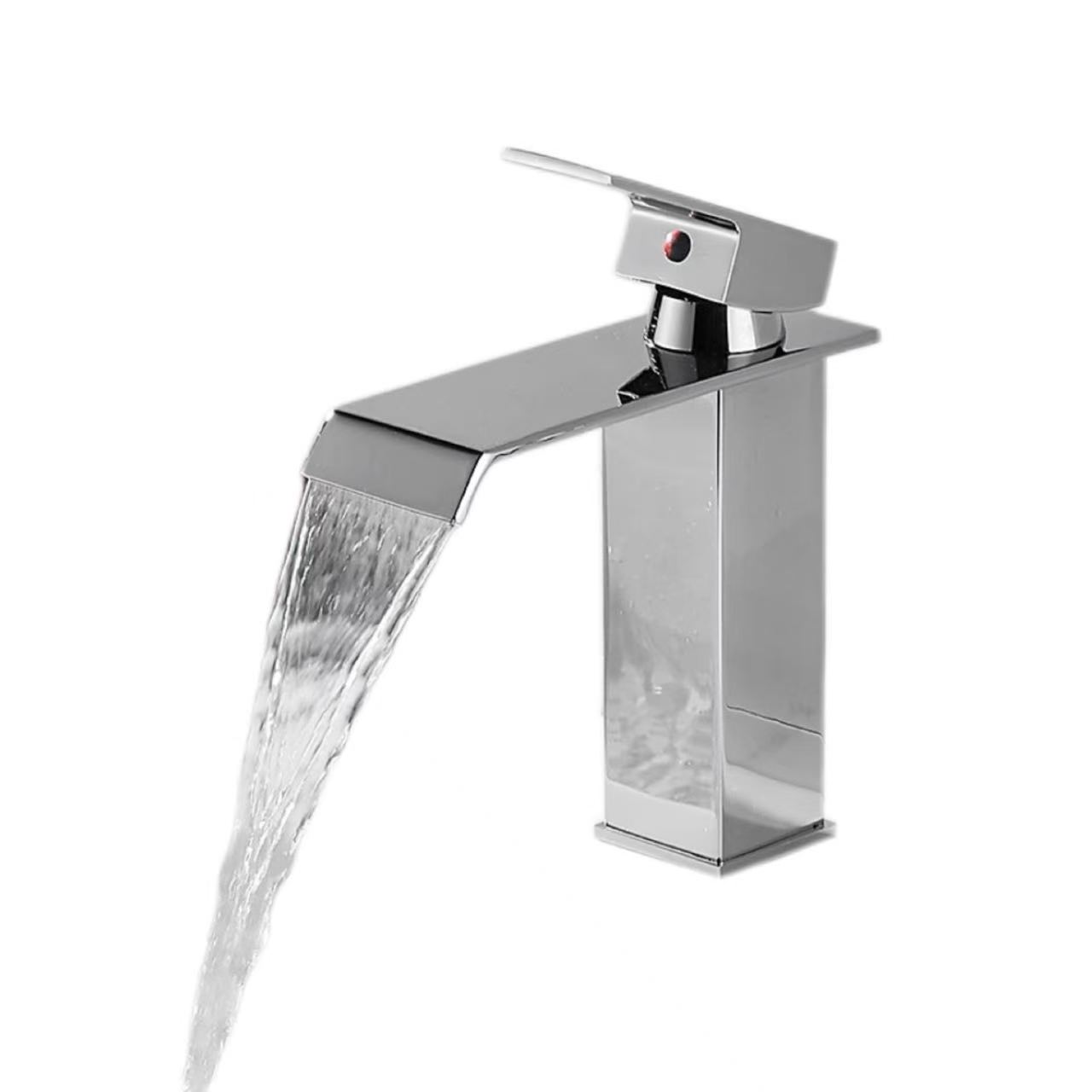 Chrome-Plated Flat-Spout Waasserfall waarm a kal Waasser Krunn