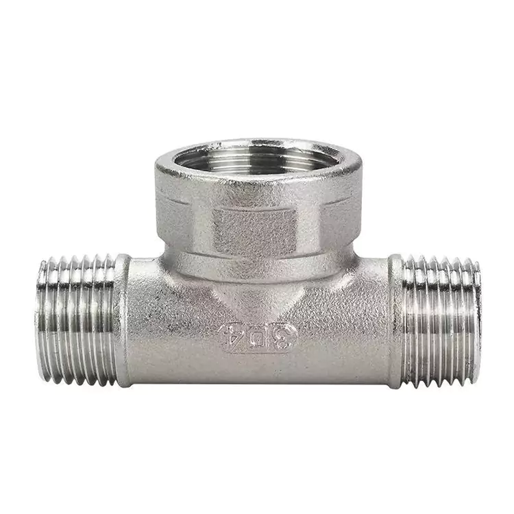 DN15-DN100 BSP STAINLESS Steel mëttelgrouss Pipe Tee
