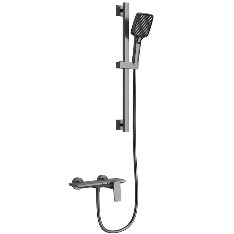 Gunmetal Grey Square Dusch Set mat justierbaren Slide Bar