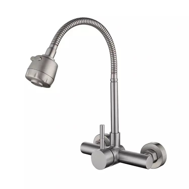 Kichen Mauer-Mount Double-Hole Universal waarm a kal Waasser Faucet